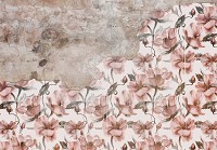 Флизелиновые фотообои листья 254x184 см Цветы на старой бетонной стене (14310V4)+клей - вид 1 миниатюра