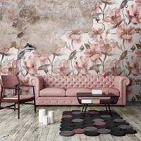 Флизелиновые фотообои фото 312x219 см Цветы на старой бетонной стене (14310VEXXL)+клей