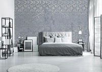 Флизелиновые фотообои в спальню над кроватью 416x254 см Цветы и Птицы на Бетоне (14311VEXXXL)+клей