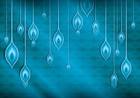 Дизайн зала флизелиновые фотообои 254x184 см Абстракция голубое листья на голубом фоне (1432V4) +клей