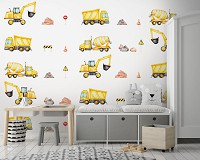 Флизелиновые фотообои 254x184 см Для Детей Для Мальчиков Машинки Экскаватор (14347V4)+клей