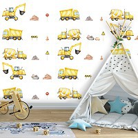 Флизелиновые фотообои красивые 416x254 см Для Детей Для Мальчиков Машинки Экскаватор (14347VEXXXL)+клей