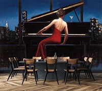 Готовые флизелиновые фотообои 312x219 см Женщина Город Небо Музыка Фортепиано (14348VEXXL)+клей