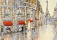 Флизелиновые фотообои красивые 416x290 см Город Париж Улица с видом на Эйфелеву башню (14350VEXXXXL)+клей - вид 1 миниатюра