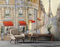 Популярные флизелиновые фотообои 368x254 см Город Париж Улица с видом на Эйфелеву башню (14350V8)+клей