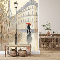 Флізелінові фотошпалери місто фото 206x275 см Паризька вулиця у мальованому стилі (14351VEA) +клей - вид 7 мініатюра
