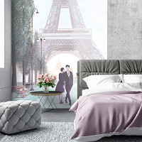 Флізелінові фотошпалери мальоване місто Париж 184x254 см Романтична прогулянка на фоні Ейфелевої вежі (14352V4A) +клей - вид 7 мініатюра
