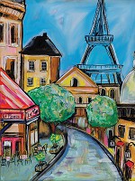 Флизелиновые фотообои на стену город 184x254 см Узкая парижская улочка в рисованном стиле (14353V4A) +клей - вид 1 миниатюра