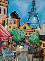 Флизелиновые фотообои на стену город 184x254 см Узкая парижская улочка в рисованном стиле (14353V4A) +клей - вид 5 миниатюра