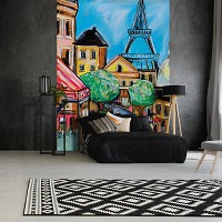 Флизелиновые фотообои на стену город 184x254 см Узкая парижская улочка в рисованном стиле (14353V4A) +клей - вид 7 миниатюра