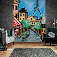 Флизелиновые фотообои на стену город 184x254 см Узкая парижская улочка в рисованном стиле (14353V4A) +клей - вид 8 миниатюра