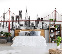 Флизелиновые фотообои город 312x219 см Городской мост рисунок (14355VEXXL)+клей