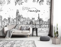 Флизелиновые фотообои 520x318 см Город Сан-Франциско Искусство Рисования (14359VEXXXXXL)+клей
