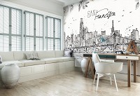 Красивые флизелиновые фотообои на кухню 416x254 см Город Сан-Франциско Искусство Рисования (14359VEXXXL)+клей