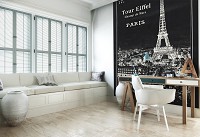 Флизелиновые фотообои город 184x254 см Пейзаж Парижа в черно-белых цветах (14360V4A) +клей