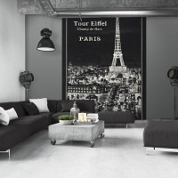 Флизелиновые фотообои город 206x275 см Пейзаж Парижа в черно-белых цветах (14360VEA) +клей