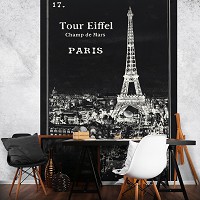 Флизелиновые фотообои город 206x275 см Пейзаж Парижа в черно-белых цветах (14360VEA) +клей - вид 7 миниатюра