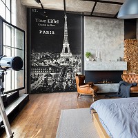 Флизелиновые фотообои город 206x275 см Пейзаж Парижа в черно-белых цветах (14360VEA) +клей - вид 8 миниатюра