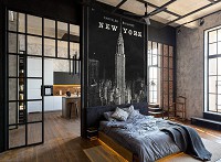 Флізелінові фотошпалери з малюнком міста 184x254 см Краєвид Нью-Йорка в чорно-білих кольорах (14361V4A) +клей - вид 6 мініатюра