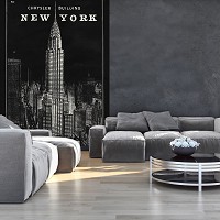 Флізелінові фотошпалери з малюнком міста 184x254 см Краєвид Нью-Йорка в чорно-білих кольорах (14361V4A) +клей - вид 8 мініатюра