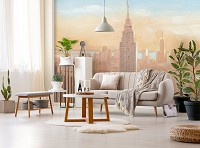 Флизелиновые фотообои в спальню 312x219 см Город Нью-Йорк Небоскрёб Небо (14366VEXXL)+клей