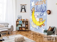 Флизелиновые фотообои луна 184x254 см Ночная композиция с животными в детскую (14379V4A) +клей