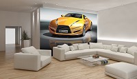 Флизелиновые обои фото 368x254 см 3Д Желтая спортивная машина (143V8)+клей