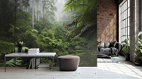 Зелень флизелиновые 3D фотообои Природа Тропический лес Деревья (14401V)+клей
