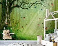 Флизелиновые фотообои 312x219 см Сказочный Лес Для Детей Бабочки (14403VEXXL)+клей