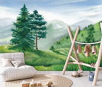 Дерево на флизелиновых фото обоях 312x219 см Пейзажи Горы Лес Луг (14404VEXXL)+клей