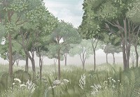 Флізелінові фотошпалери для кухні 368x254 см Пейзаж Ліс Вінтаж Мистецтво (14405V8)+клей - вид 1 мініатюра