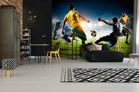 Флизелиновые фотообои 368x254 см 3D Спорт Футболисты борются за мяч (14408V8)+клей
