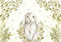 Флізелінові фотошпалери дитячі 416x254 см Для дітей акварельний зайчик (14412VEXXXL)+клей - вид 1 мініатюра