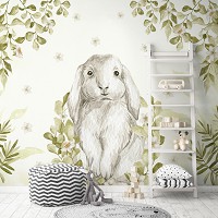 Детские флизелиновые фотообои 254x184 см Для детей акварельный зайчик (14412V4)+клей