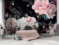 Флизелиновые фотообои с листьями 312x219 см Природа цветы розы живопись (14414VEXXL)+клей