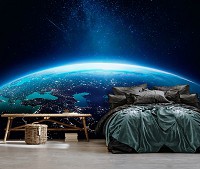 Флизелиновые фотообои космос на стену 368x254 см вселенная звезды небо земля (14415V8)+клей