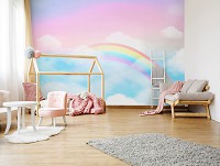 Флизелиновые фотообои облака 312x219 см Небо с радугой для детей (14416VEXXL)+клей