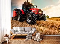 Флизелиновые 3Д фотообои фото природы 254x184 см Трактор в поле (14417V4)+клей
