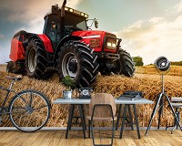 Природа 3Д флизелиновые фотообои 368x254 см Трактор в поле (14417V8)+клей