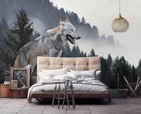 Флизелиновые 3Д фотообои фото 312x219 см Дикая природа волк в лесу (14424VEXXL)+клей