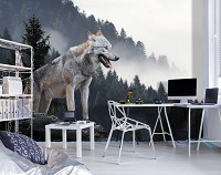 Флизелиновые фотообои 3Д 416x254 см Дикая природа волк в лесу (14424VEXXXL)+клей