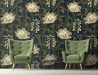 Флизелиновые фотообои на кухню 254x184 см Природа цветы пионы листья (14426V4)+клей