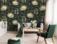 Флізелінові фотошпалери красиві 368x254 см Природа квіти півонії листя (14426V8)+клей