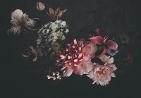 Красивые флизелиновые фотообои 254x184 см Винтажные цветы в темных тонах на черном фоне (14431V4) +клей - вид 1 миниатюра