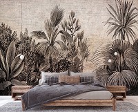 Флизелиновые фотообои 312x219 см Флора джунглей в стиле карандашного рисунка (14433VEXXL) +клей