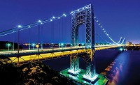 Флизелиновые 3Д фотообои в зал 416x254 см Мост Джорджа Вашингтона ночью (1443VEXXXL)+клей - вид 1 миниатюра