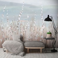 Флизелиновые фотообои живопись искусство 416x254 см Утреннее поле на небесном фоне в рисованном стиле (14441VEXXXL) +клей