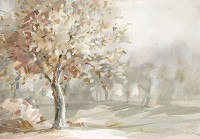 Флизелиновые фотообои живопись искусство 520x318 см Дерево с осенними листьями в рисованном стиле (14442VEXXXXXL) +клей - вид 1 миниатюра