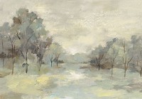 Флизелиновые фотообои живопись искусство 416x290 см Белый зеленый лес в рисованном стиле (14444VEXXXXL) +клей - вид 1 миниатюра