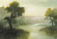 Флізелінові фотошпалери з природою живопис мистецтво 368x254 см Краєвид річки навесні в мальованому стилі (14447V8) +клей - вид 1 мініатюра